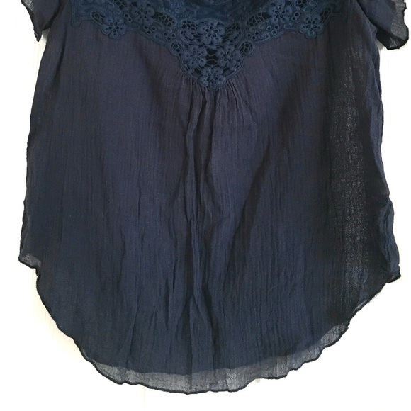 NORDSTROM Rubbish Blue Crochet Cold Shoulder Top - Picture 4 of 8